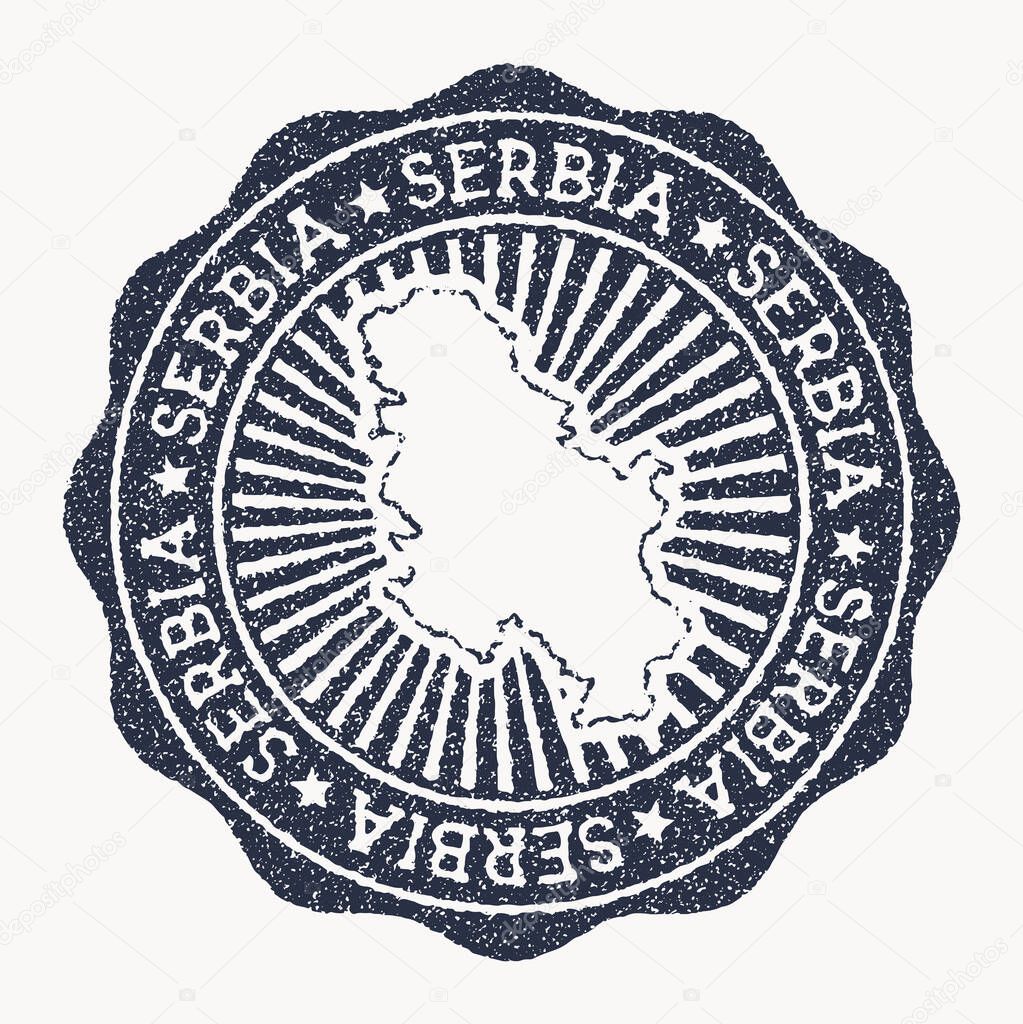Serbia stamp Travel rubber stamp with the name and map of country vector illustration Can be used