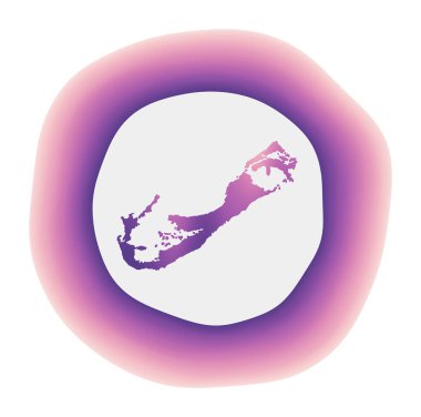 Bermuda simgesi. Adanın renkli logosu. Mor kırmızı Bermuda yuvarlak işaretli.