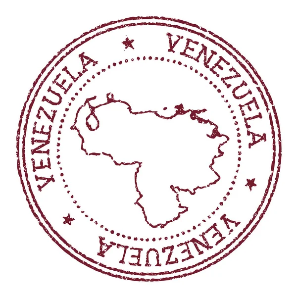 Venezuela ronde rubberen stempel met landkaart Vintage rood paspoort stempel met ronde tekst en — Stockvector