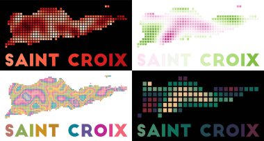 Saint Croix Harita Koleksiyonu Saint Croix 'in noktalı stil haritası Adanın sınırlarıyla dolu