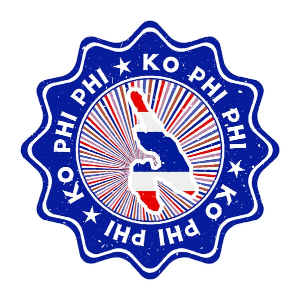 Ko Phi Phi ronde grunge stempel met eilandkaart en landvlag Vintage badge met ronde tekst en — Stockvector