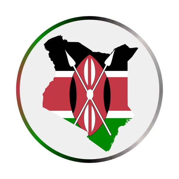 Icône Kenya Forme du pays avec drapeau du Kenya Panneau rond avec anneau dégradé couleurs du drapeau Rayonnant — Image vectorielle