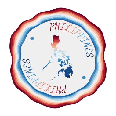Filipinler rozet haritası güzel geometrik dalgalar ve canlı kırmızı çerçeve