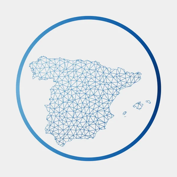 Icono de España Mapa de red del país Ronda España signo con anillo de gradiente Tecnología internet — Vector de stock