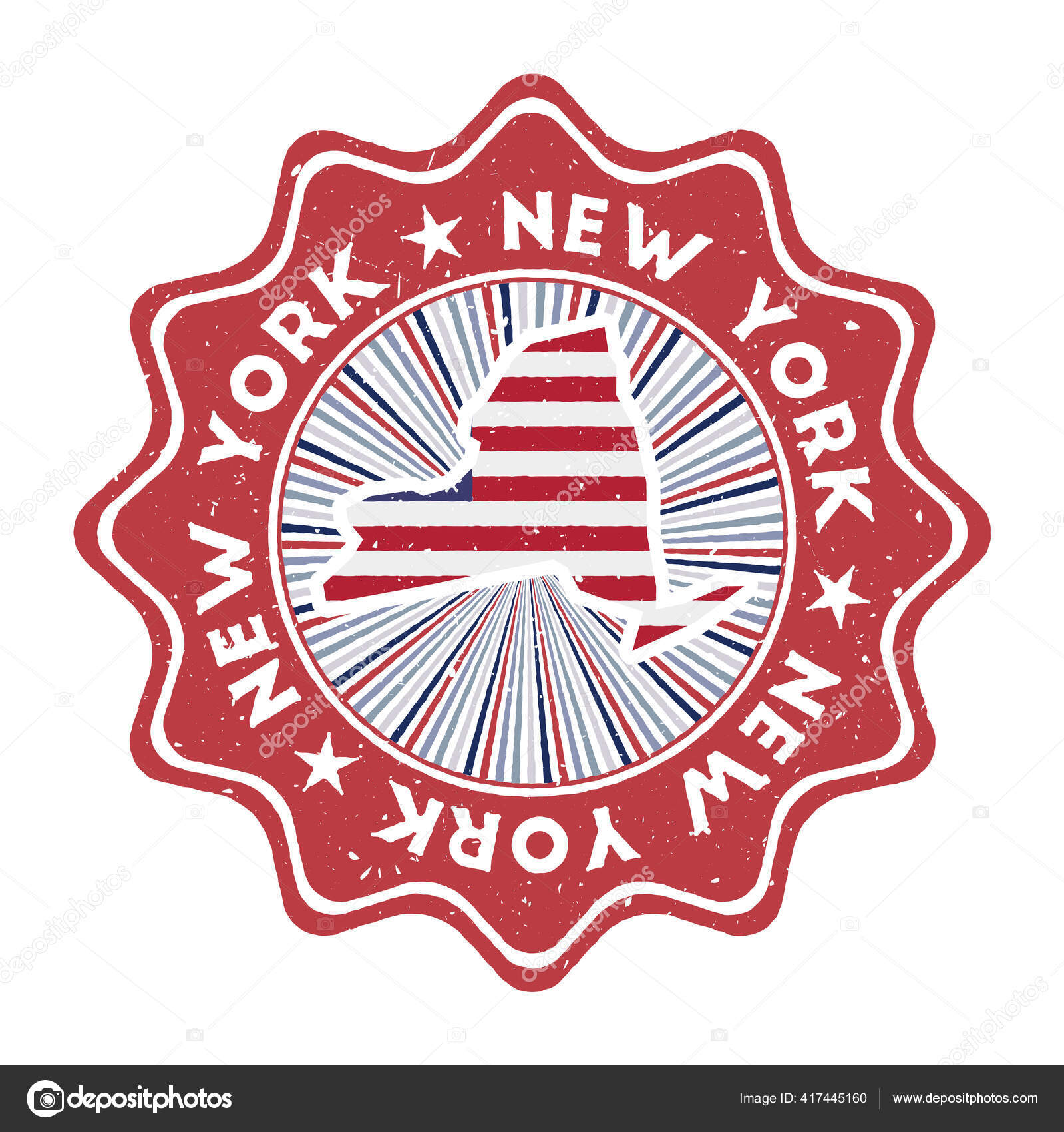 New York Round Grunge Stempel Mit Uns State Map Und Landerflagge Vintage Badge Mit Kreisformigem Text Und Vektorgrafik Lizenzfreie Grafiken C Gagarych Depositphotos