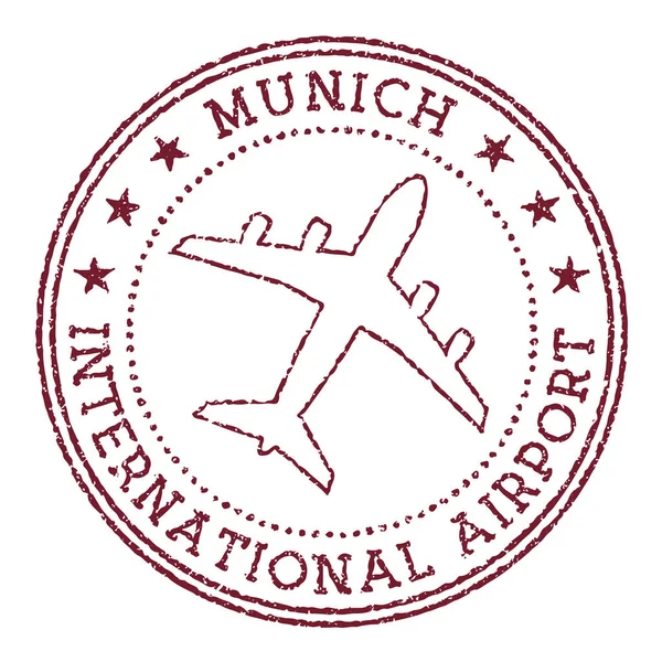 Aeroporto Internacional de Munique carimbo Aeroporto de Munique logotipo redondo ilustração vetorial —  Vetores de Stock
