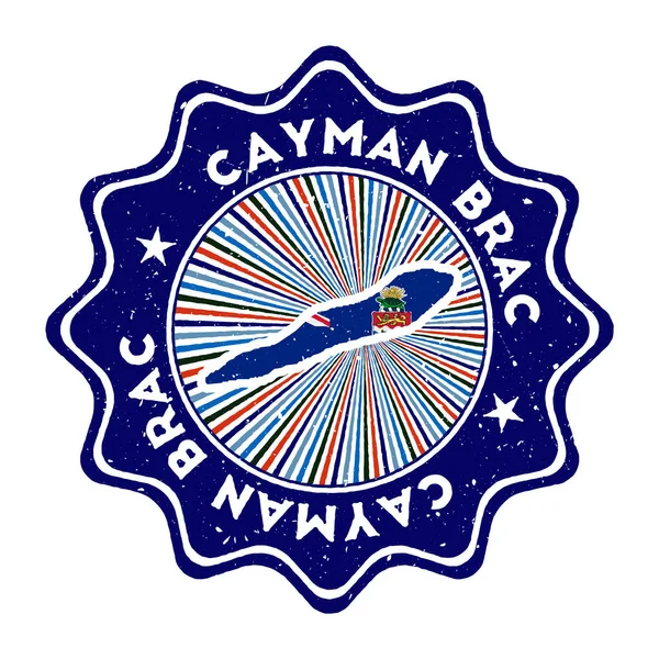 Cayman Brac круглий гранж з острівною картою і прапором країни Вінтаж з круглим текстом — стоковий вектор