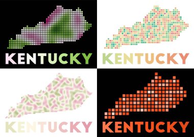 Kentucky Harita Koleksiyonu Kentucky 'nin noktalı stil haritası Amerika Birleşik Devletleri sınırları ile dolu