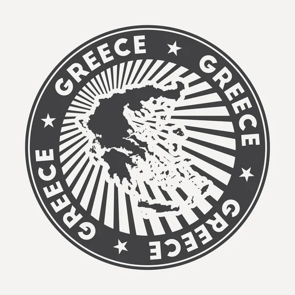 Grécia logotipo redondo Emblema de viagem vintage com o nome circular e mapa do vetor do país — Vetor de Stock