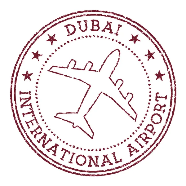 Dubai Uluslararası Havalimanı damgası Dubai yuvarlak logo taşıyıcı illüstrasyonu — Stok Vektör