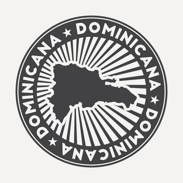 Logotipo redondo Dominicana Insignia de viaje vintage con el nombre circular y mapa del vector país — Archivo Imágenes Vectoriales