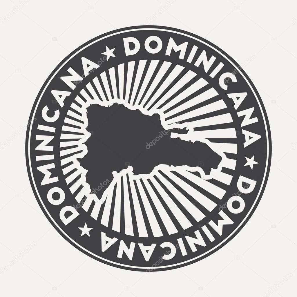 Dominicana round logo. Vintage travel badge with the circular name and map of country, vector illustration. Can be used as insignia, logotype, label, sticker or badge of the Dominicana.