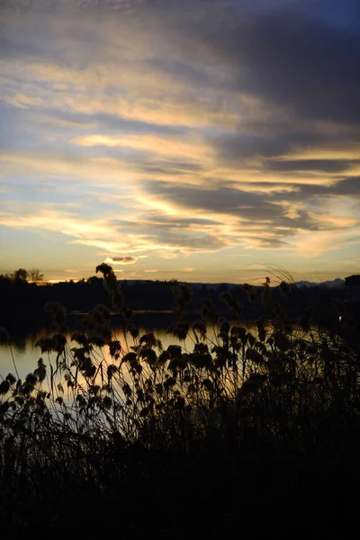 Sesto Calende Pôr Sol Lago — Fotografia de Stock