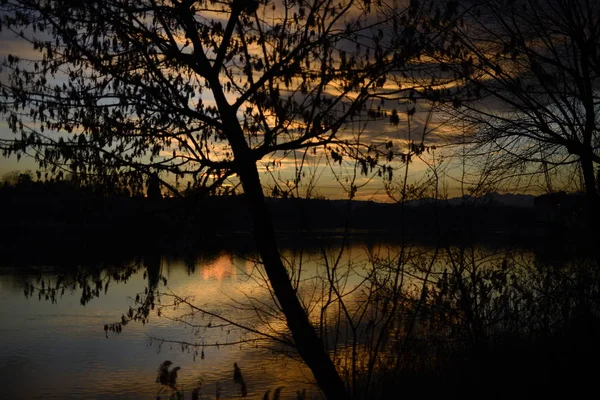 Sesto Calende Sunset Lake — Stock Photo, Image