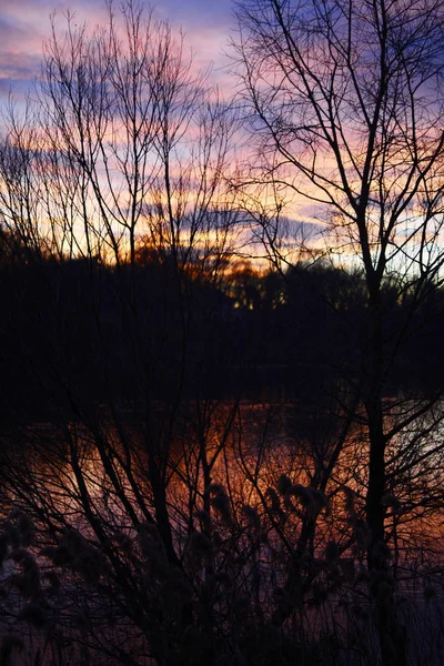 Sesto Calende Pôr Sol Lago — Fotografia de Stock