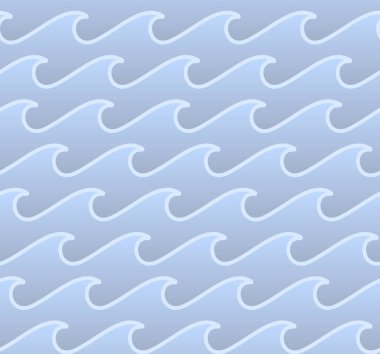 Dalgalar, stilize su dalgalar süsleme, ile Seamless modeli ışık mavi vektör arka plan, deniz ya da okyanus motifi