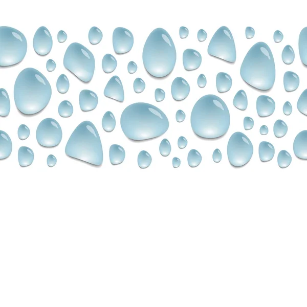 Горизонтальное Украшение Капельками Воды Фон Голубыми Пятнами Воды Векторные Обои — стоковый вектор