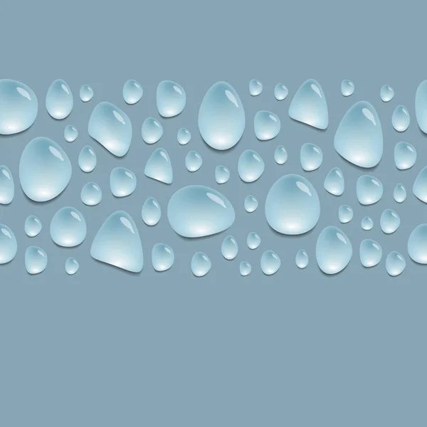 Horizontal Line Decoration Water Drops Background Blue Water Spots Vector — Stock Vector