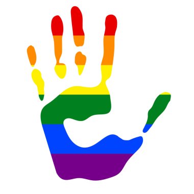 Gökkuşağı renkleri, bir yandan, vektör çizim Lgbt bayrak el mührü renkli
