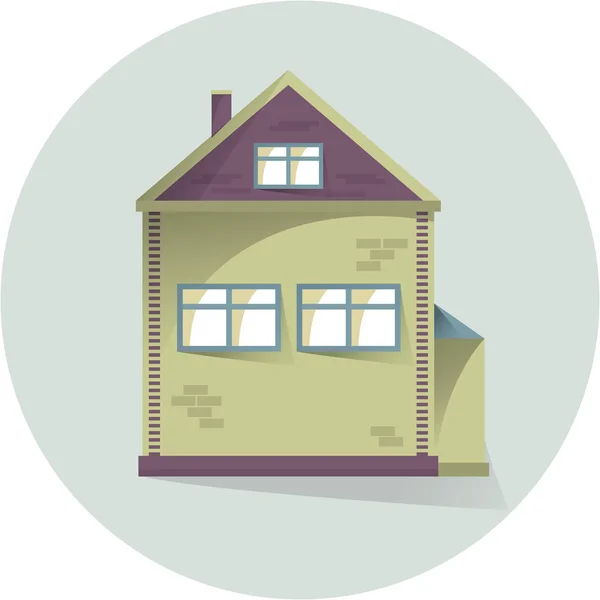 Casa Con Garaje Ilustración Plana Plano Con Vector Sombras Exterior — Archivo Imágenes Vectoriales