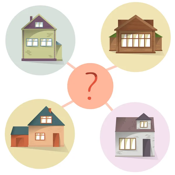 Choisir Une Maison Comparer Propriété Acheter Louer Schéma Vectoriel — Image vectorielle