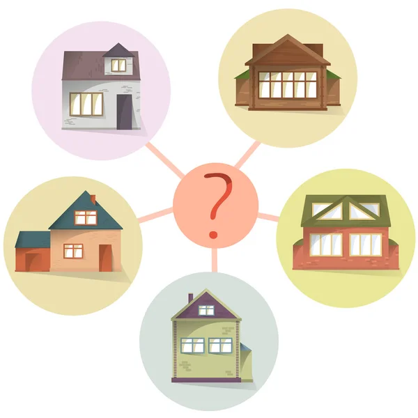 Choosing House Comparing Property Buy Rent Vector Concept Diagram — Stock Vector