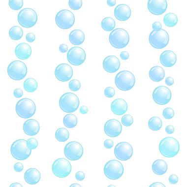 Dikey sorunsuz sabun köpüğü çizgili, gerçekçi su boncuklar, çizgilerle BLOB'lar, vektör köpük mavi