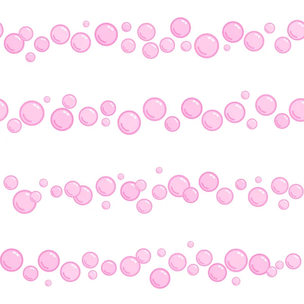 Rayas de burbuja de jabón sin costuras horizontales, líneas ingenuas y simples rosas con burbujas de agua, vector — Archivo Imágenes Vectoriales