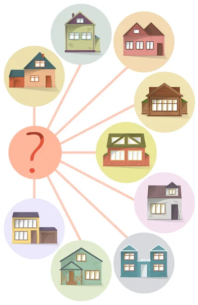 Choosing house, comparing property to buy or rent, vector concept — Stock Vector