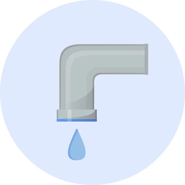 Icono de agua fría, agua grifo semi-plana vector ilustración — Archivo Imágenes Vectoriales