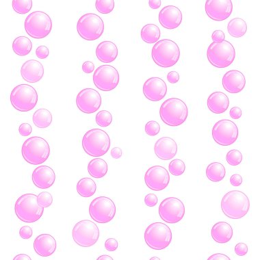 Dikey sorunsuz sabun köpüğü çizgili, gerçekçi su boncuk, pembe lekeler, vektör köpük çizim içeren satırları