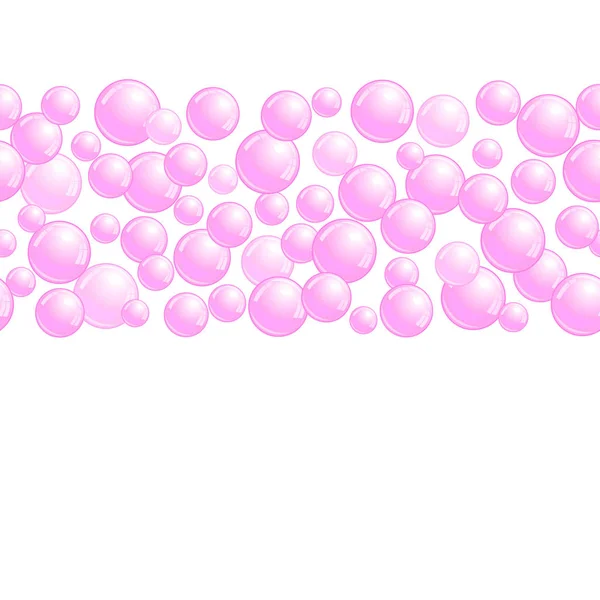 Οριζόντια Γραμμή Διακοσμητικά Σαπουνόφουσκες Φόντο Ρεαλιστική Νερού Χάντρες Ροζ Σταγόνες — Διανυσματικό Αρχείο