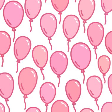 Pembe balonlar, saf ve basit arka plan, pembe duvar kağıdı, vektör çizim ile Seamless modeli
