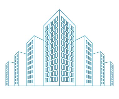 Yüksek binalar, konut ev, Kiralık evler, apartman blokları, condominiums, şehir görünümü anahat tarzı. vektör çizim