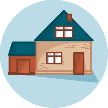 Ev garaj illüstrasyon, ev dış, doğrusal sanat, vektör