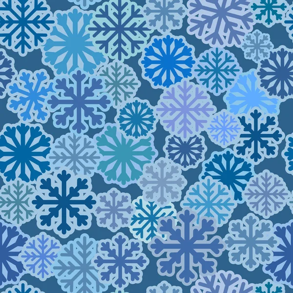 Padrão sem costura com flocos de neve azuis, inverno simples plano de fundo —  Vetores de Stock