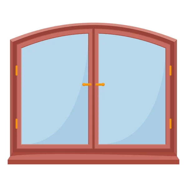 Ventana de madera en estilo plano, ilustración vectorial — Vector de stock