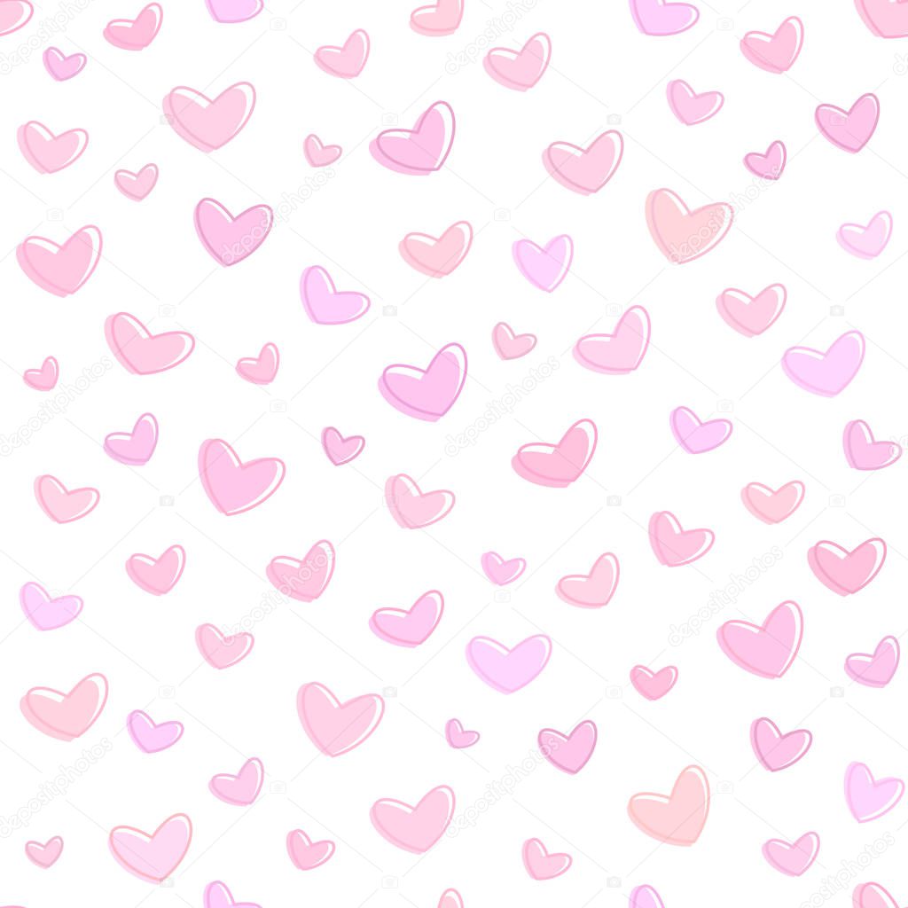 Seamless pink hearts pattern, pink background for saint valentines day, vector wallpaper