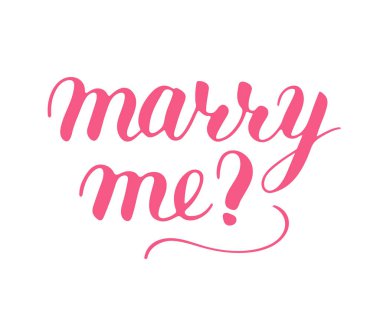 Evlen benimle önermesi ve pop arka plan, kartpostal için vektör sanat olmadan izole pembe işareti teklif soru, elle yazılmış yazı, komut dosyası hat ifade