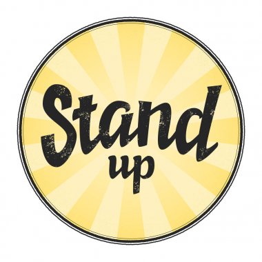 Yuvarlak çerçeve, vektör daire vektör komedi ifade grange doku ile stand up işareti