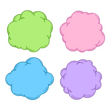Metin kutuları toplama, konuşma ve düşünce kabarcıkları kümesi, tasarım öğesi, metin, reklam, kartlar, el ilanları, broşürler, vektör için çerçeve veya arka plan