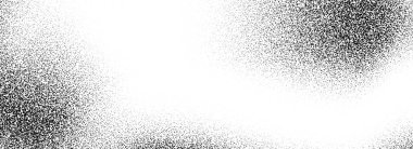 Siyah noktalı tanecikli doku. Benekli kumlu kaplama. Grunge arka planda gürültü püskürttü. Parçacıklar, toz ve lekelerle dolu sıkıntılı bir arkaplan. Vektör ince kum tanecikli duvar kağıdı