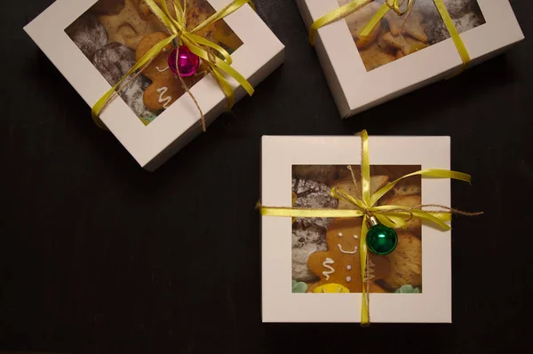 Рождественский Процесс Упаковки Пряников — стоковое фото