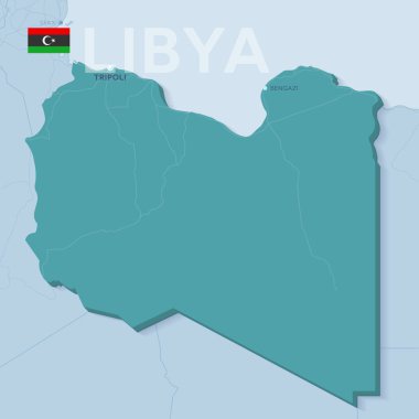 Verctor şehirler ve yollar Libya Haritası.