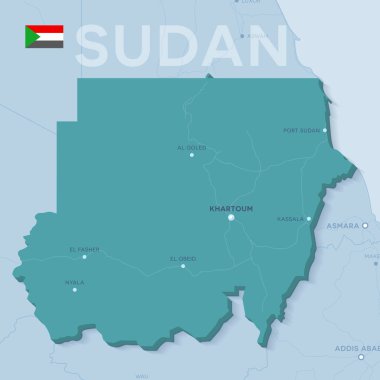 Verctor şehirler ve yollar Sudan Haritası.