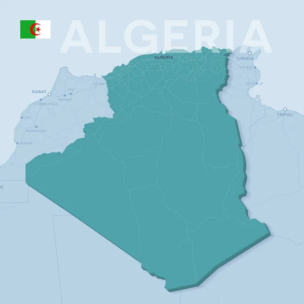 Verctor карту з містами і дорогами в Алжирі. — стоковий вектор