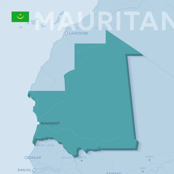 Verctor карти міст і доріг в Мавританії. — стоковий вектор