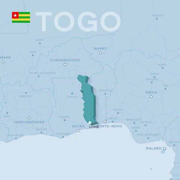 Verctor карту з містами і дорогами у Togo. — стоковий вектор