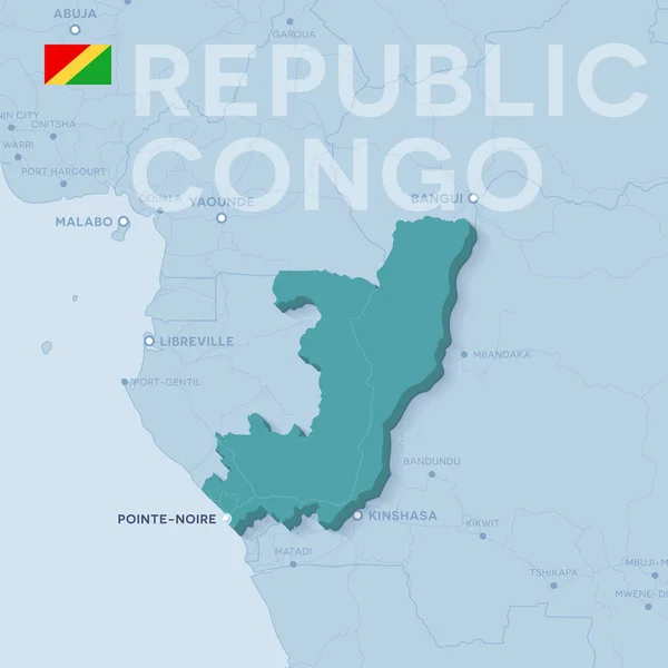 Verctor mapa měst a silnic v republice Kongo. — Stockový vektor
