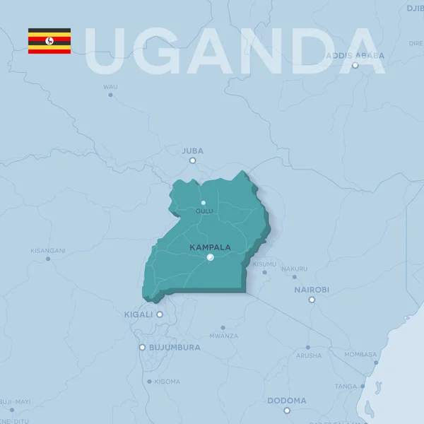 Verctor map von städten und straßen in uganda. — Stockvektor